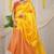 Yellow banarasi silk blend saree with zari buttas & green zari border