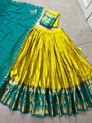 Traditional Poly Cotton Lehenga Choli with Rich Zari Weaving 7
