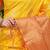 Yellow banarasi silk blend saree with zari buttas & green zari border