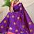 Purple banarasi silk blend saree with zari buttas & green zari border