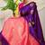Purple banarasi silk blend saree with zari buttas & green zari border