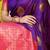 Purple banarasi silk blend saree with zari buttas & green zari border