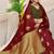 Maroon banarasi silk blend saree with zari buttas & green zari border
