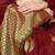 Maroon banarasi silk blend saree with zari buttas & green zari border