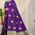Purple banarasi silk blend saree with zari buttas & green zari border