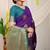 Purple banarasi silk blend saree with zari buttas & green zari border