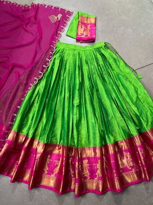 Traditional Poly Cotton Lehenga Choli with Rich Zari Weaving 7
