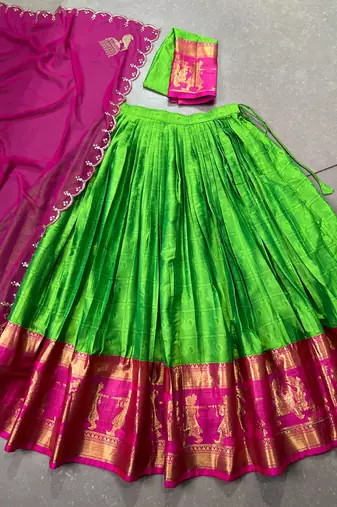Traditional Poly Cotton Lehenga Choli with Rich Zari Weaving
