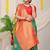 Sea green banarasi silk blend saree with zari buttas & green zari border