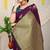 Dark purple banarasi silk blend saree with zari buttas & green zari border