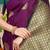 Dark purple banarasi silk blend saree with zari buttas & green zari border