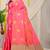Pink banarasi silk blend saree with zari buttas & green zari border