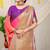 Pink banarasi silk blend saree with zari buttas & green zari border