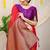 Red banarasi silk blend saree with zari buttas & green zari border