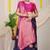 Navy blue banarasi silk blend saree with zari buttas & green zari border