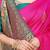 Rani pink banarasi silk blend saree with  zari butta & teal woven border