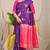 Purple banarasi silk blend saree with  zari butta & rani pink woven border