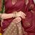 Maroon banarasi silk blend saree with  zari butta & olive green woven border
