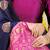 Navy blue banarasi silk blend saree with  zari butta & magenta pink woven border