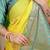 Yellow banarasi silk blend saree with  zari butta & turquoise woven border