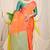 Orange banarasi silk blend saree with  zari butta & sea green woven border