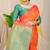 Orange banarasi silk blend saree with  zari butta & sea green woven border