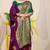 Dark purple banarasi silk blend saree with  zari butta & bottle green woven border