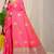 Pink banarasi silk blend saree with  zari butta & purple woven border
