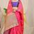 Pink banarasi silk blend saree with  zari butta & purple woven border