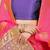 Pink banarasi silk blend saree with  zari butta & purple woven border
