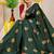 Bottle green banarasi silk blend saree with  zari butta & maroon woven border