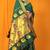 Bottle green paithani silk blend saree with gold zari border & peacock pallu