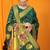 Bottle green paithani silk blend saree with gold zari border & peacock pallu