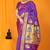 Purple paithani silk blend saree with gold zari border & peacock pallu