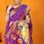 Purple paithani silk blend saree with gold zari border & peacock pallu