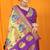 Purple paithani silk blend saree with gold zari border & peacock pallu