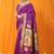 Magenta purple paithani silk blend saree with gold zari border & peacock pallu