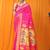 Rani pink paithani silk blend saree with gold zari border & peacock pallu
