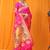 Rani pink paithani silk blend saree with gold zari border & peacock pallu