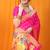 Rani pink paithani silk blend saree with gold zari border & peacock pallu