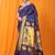 Navy blue paithani silk blend saree with gold zari border & peacock pallu