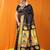 Black paithani silk blend saree with gold zari border & peacock pallu