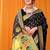 Black paithani silk blend saree with gold zari border & peacock pallu