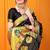 Black paithani silk blend saree with gold zari border & peacock pallu