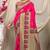 Rani pink banarasi silk blend saree with purple zari border & brocade blouse