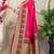 Rani pink banarasi silk blend saree with purple zari border & brocade blouse