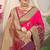 Rani pink banarasi silk blend saree with purple zari border & brocade blouse