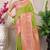 Light green banarasi silk blend saree with pink zari border & brocade blouse