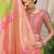Light green banarasi silk blend saree with pink zari border & brocade blouse