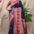 Navy blue banarasi silk blend saree with magenta pink zari border & brocade blouse